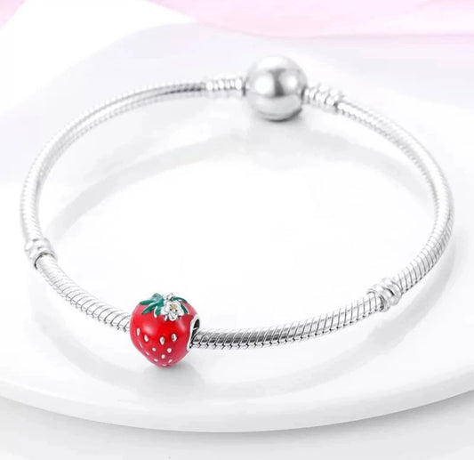 Strawberry Charm For Bracelets S925 Sterling Silver