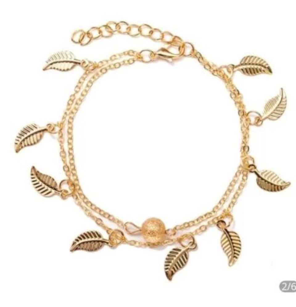 Sexy Simple LEAF Infinity GOLD Plated Anklet Ankle Bracelet Foot Chain