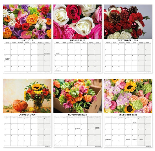 2026 Flowers Blooms Calendar Wall Monthly Planner Family Home Organiser
