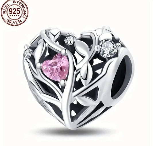 Heart and Tree Charm For European Bracelets S925 Sterling Silver