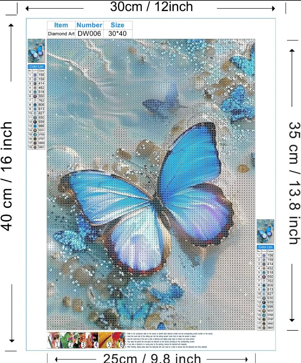 Beach Diamond Painting Kits for Adults, Butterfly 5D DIY