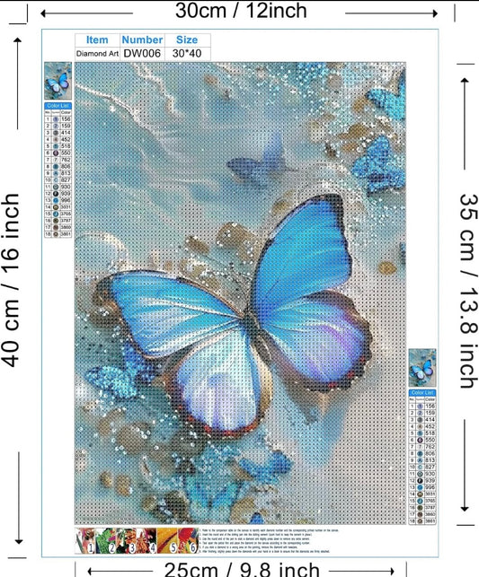 Beach Diamond Painting Kits for Adults, Butterfly 5D DIY