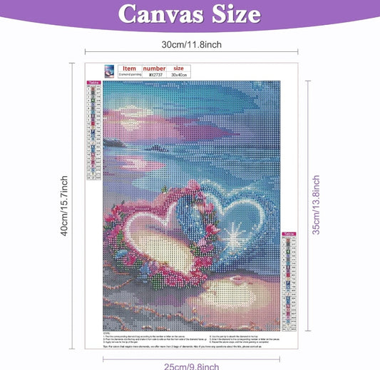 DAERLE Shimmer Heart Diamond Painting Kits, Beach Diamond Art