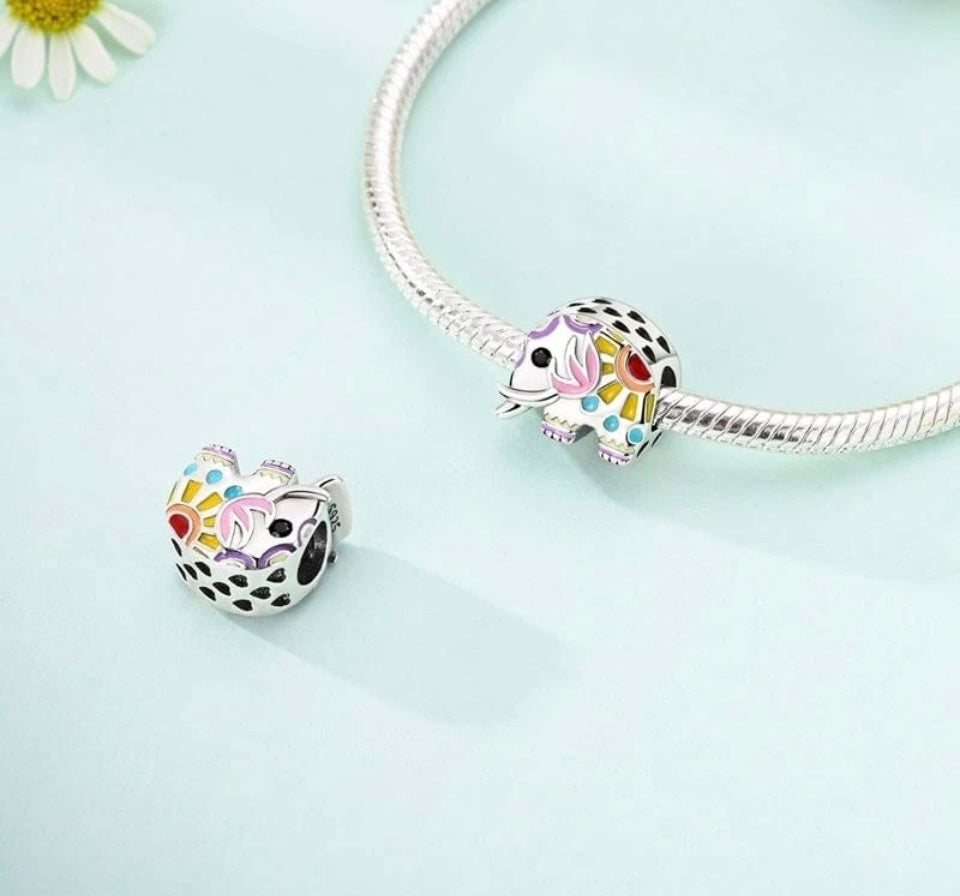 Art Elephant Charm For Bracelets S925 Sterling Silver