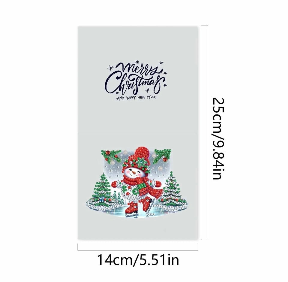 10pcs Christmas Snowman Greeting Card Kit, DIY Festive Diamond Art Kit