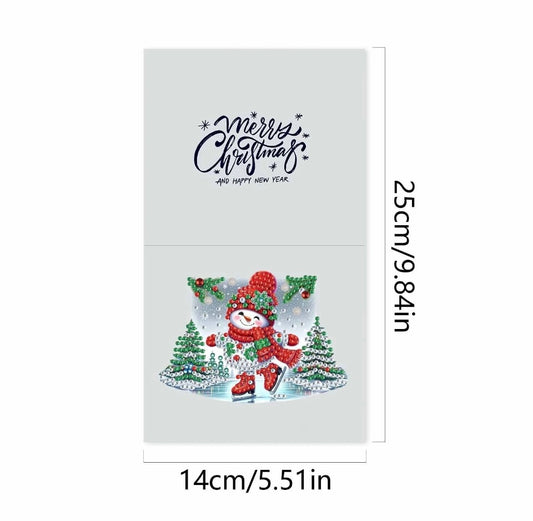 10pcs Christmas Snowman Greeting Card Kit, DIY Festive Diamond Art Kit