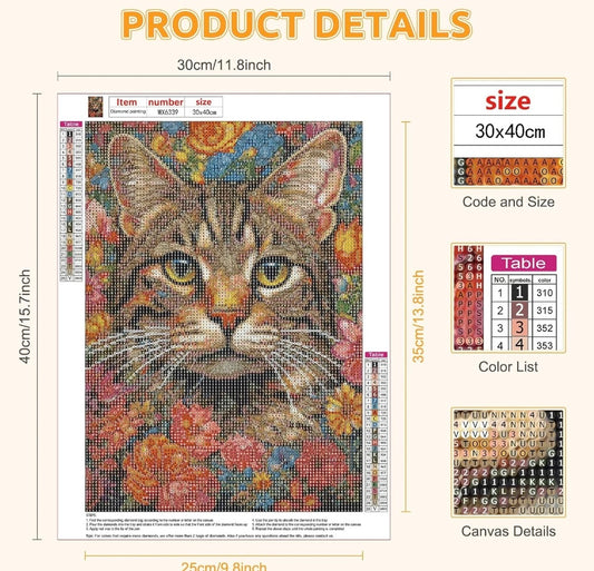 MAXBYE 5D Flower Cat Diamond Painting Kits for Adults, DIY