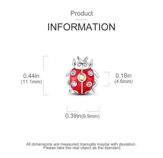 Lucky Ladybug Charm For European Bracelets S925 Sterling Silver
