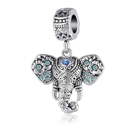 Elephant Dangle Animal Charm For European Bracelets Silver
