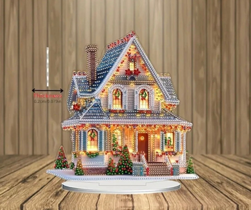Christmas Villa House Art Kit, 2D DIY Festive Diamond Painting Art Table Top Kit
