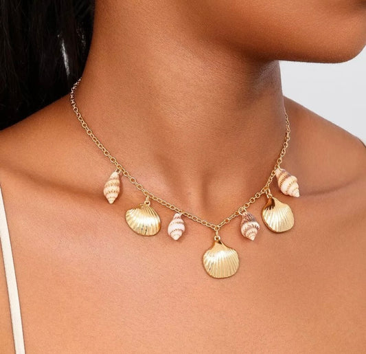 Ocean Shell Charm Chain Necklace Jewellery Beach Starfish Sea Mermaid