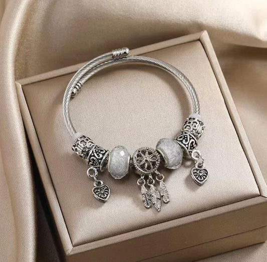 Silver Dreamcatcher Moonstone Bracelet