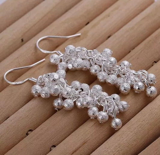 Silver Cluster Earrings Drop Dangle Grape Free Gift Bag