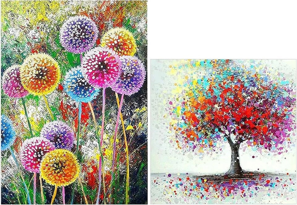 VEGCOO 2 Pack 5D Diamond Painting Kit, DIY Diamond Painting Full Kits Art Full