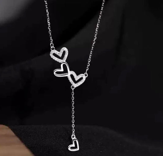 925 Sterling Silver Heart Linked Choker Necklace
