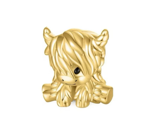 Gold S925 Highland Cow Charm, S925 Cow Bracelet Charm With Gift Bag!