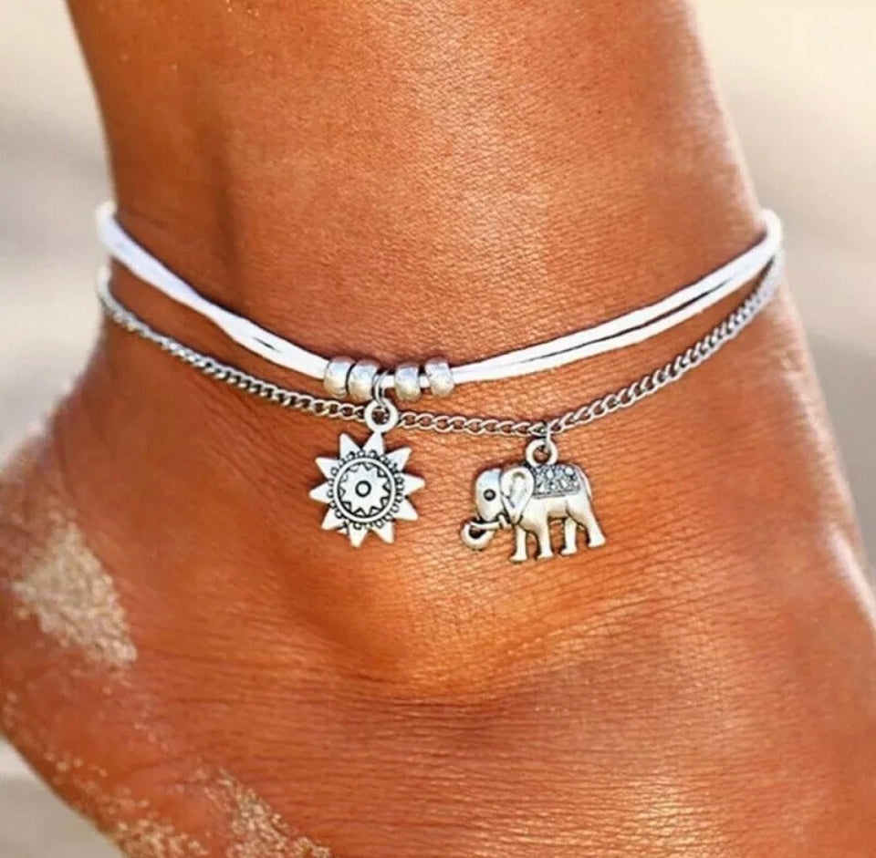 Silver Anklet Beach Foot Bracelet Charms Summer Star Holiday