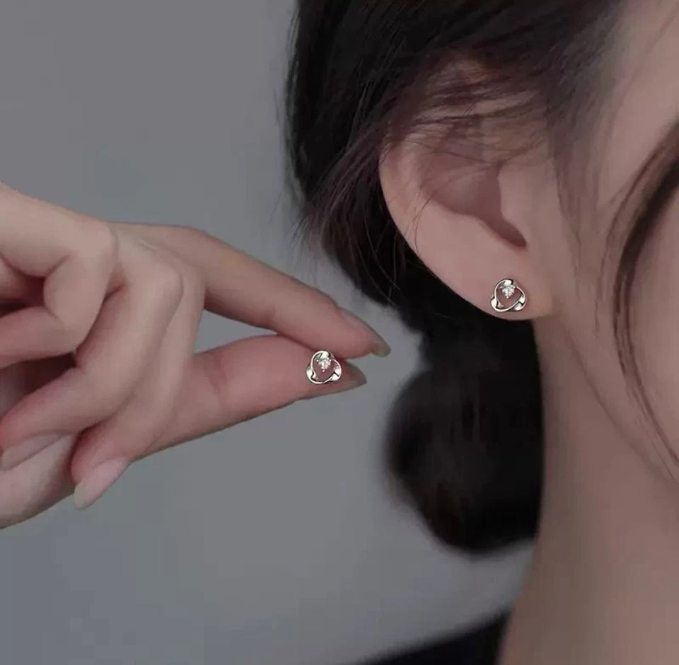 925 Sterling Silver Crystal Swirl Stud Earrings