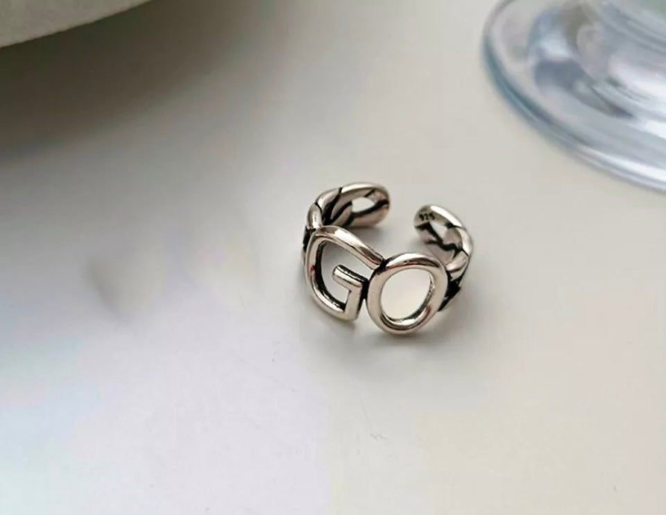 Vintage GO Adjustable Thumb Ring 925 Silver