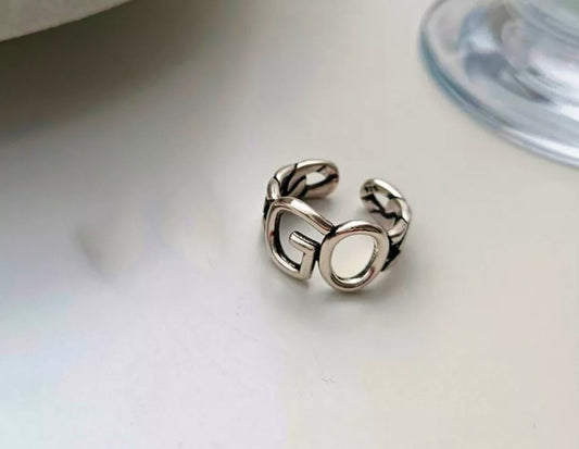 Vintage GO Adjustable Thumb Ring 925 Silver