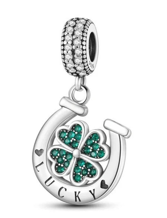 Lucky Horseshoe Dangle Charm For European Bracelets Silver