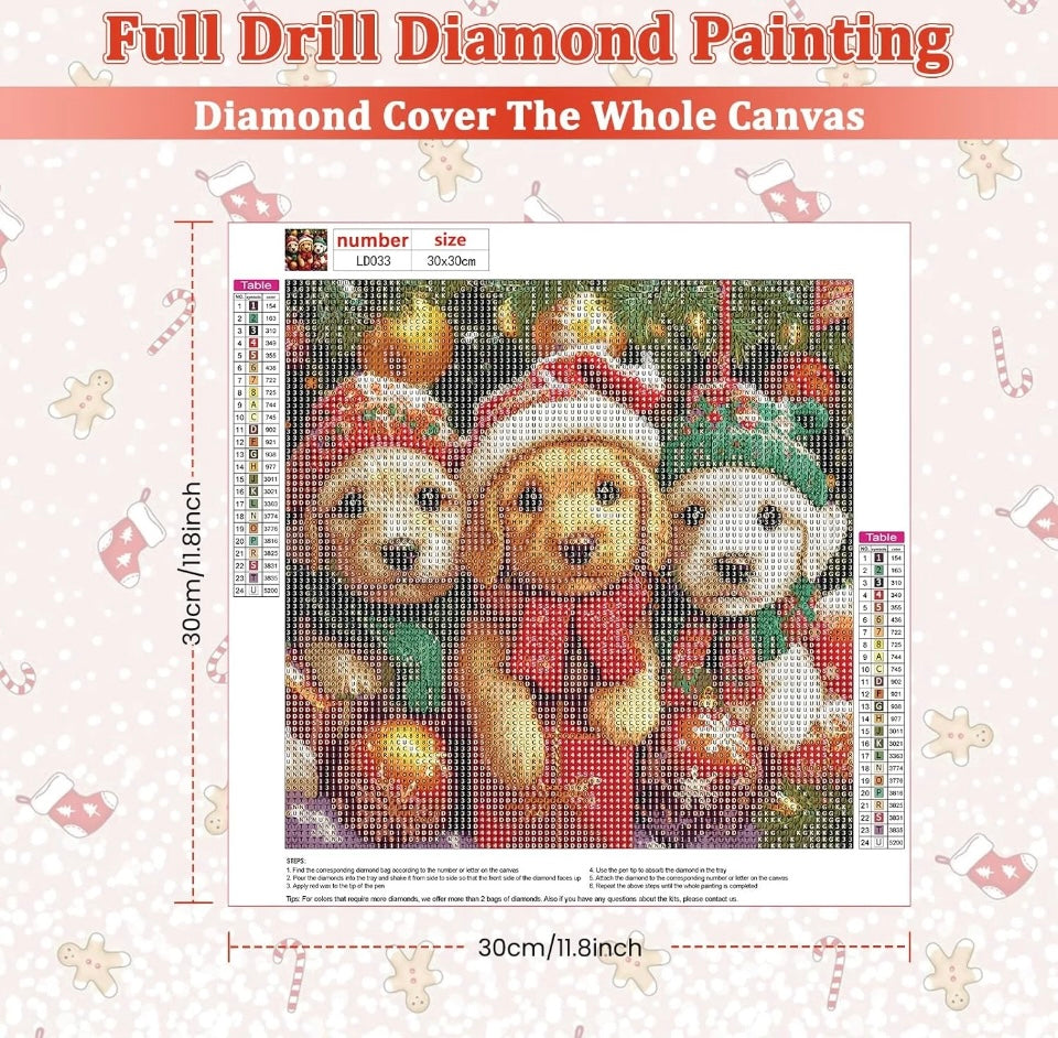 DOMROM Diamond Art Kits for Adults or Beginners puppies at Christmas