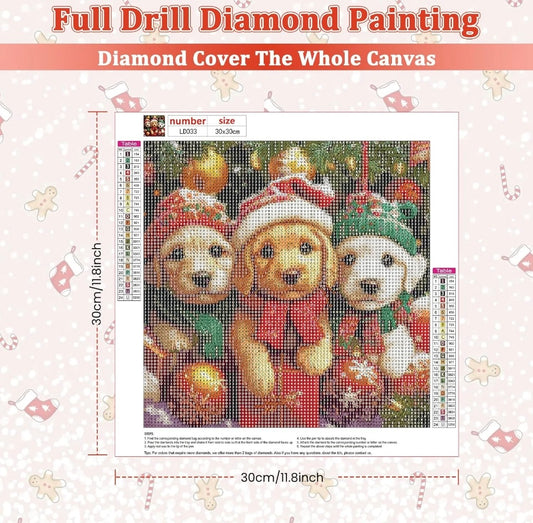 DOMROM Diamond Art Kits for Adults or Beginners puppies at Christmas