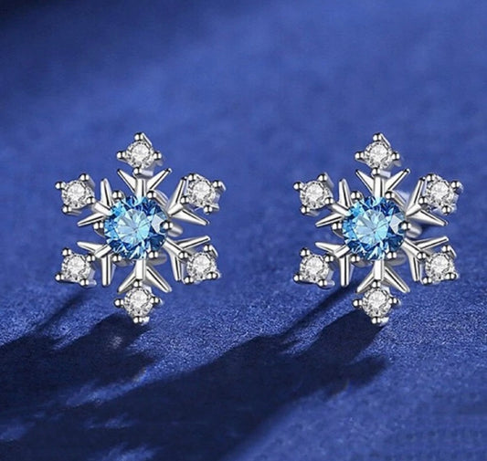 Crystal Snowflakes 925 Sterling Silver Stud Earrings