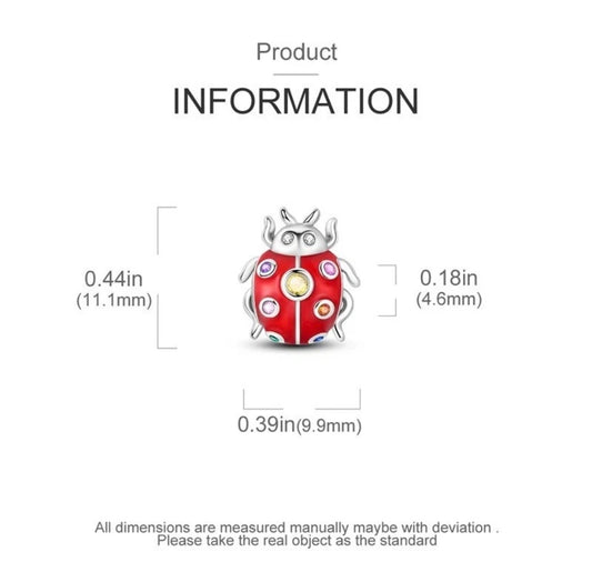 Lucky Ladybug Charm For European Bracelets S925 Sterling Silver