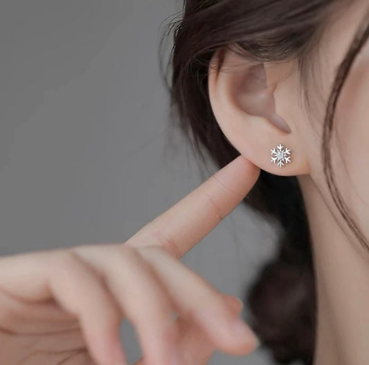 Crystal Snowflakes 925 Sterling Silver Stud Earrings