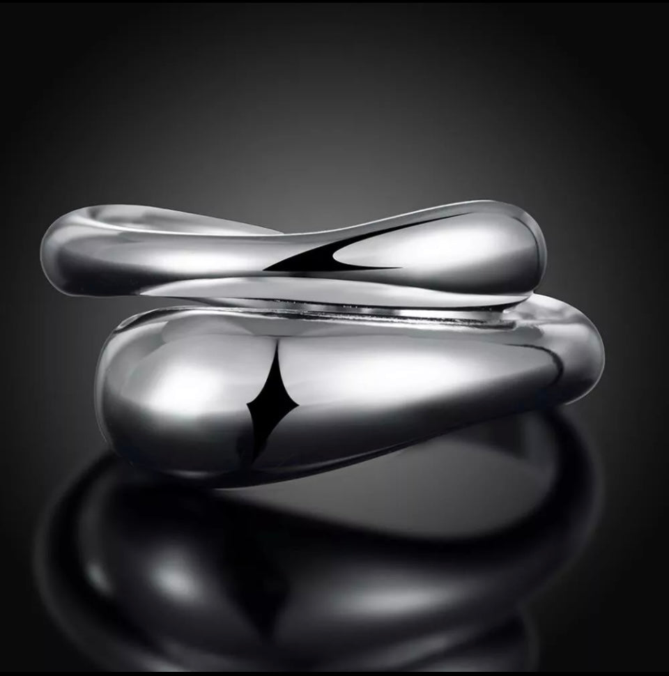 Silver Adjustable Ring Teardrop Thumb Finger Band Ring Gift Bag
