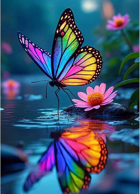 GHHKUD Butterfly Flowers Diamond Painting Kits for Adults, 5D DIY Full Drill