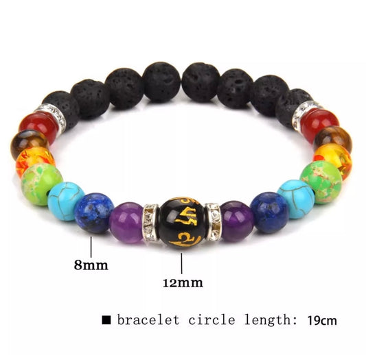 7 Chakra Bracelet Natural Healing Anxiety Gem Stones Reiki