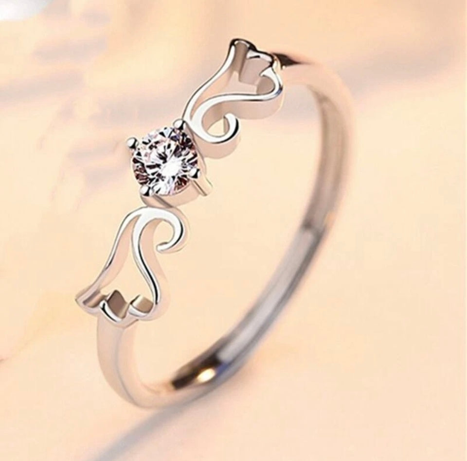 Silver Angel Wing Adjustable Ring