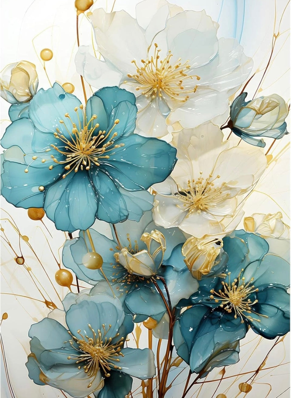 MXJSUA Beautiful Flower Diamond Painting Kits for Adults, 5D Art
