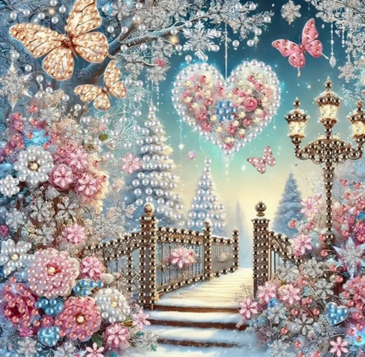 Romantic Winter Wonderland Diamond Painting Kit: 5D DIY Crystal (20cm x 20cm)