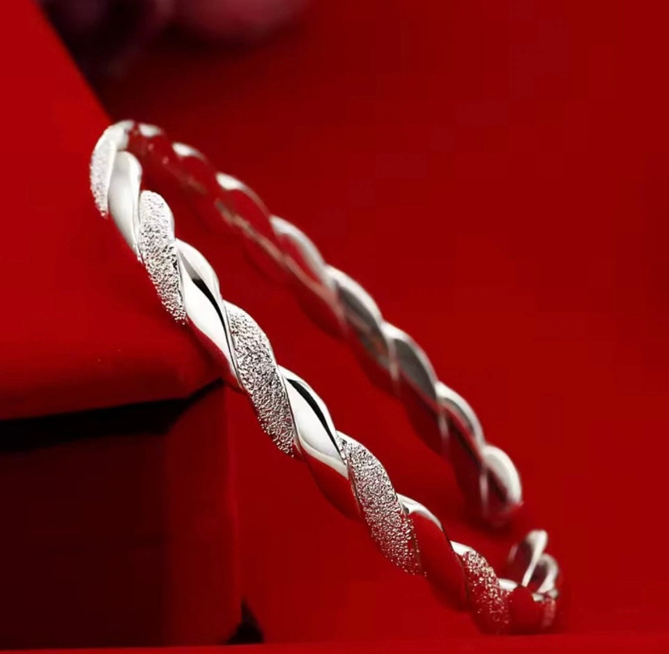 UK Women Men Jewelry Fine 925 Sterling Silver Solid Bangle