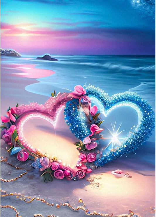DAERLE Shimmer Heart Diamond Painting Kits, Beach Diamond Art
