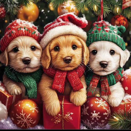 DOMROM Diamond Art Kits for Adults or Beginners puppies at Christmas