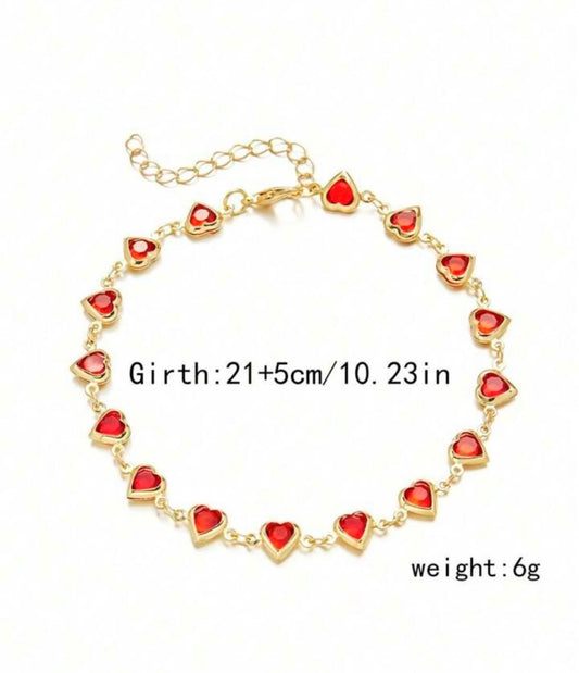Ladies Fashion Jewellery Heart Bracelet Multicolor