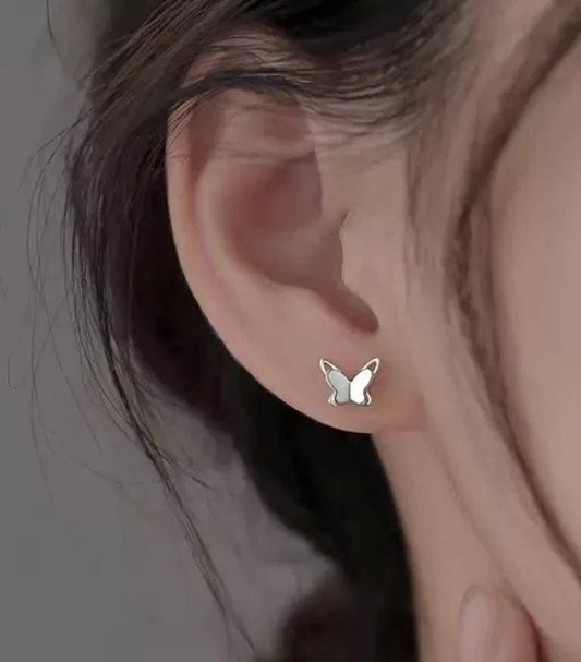 925 Sterling Silver Beautiful Butterfly Stud Earrings