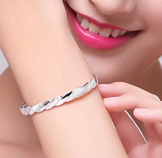 UK Women Men Jewelry Fine 925 Sterling Silver Solid Bangle