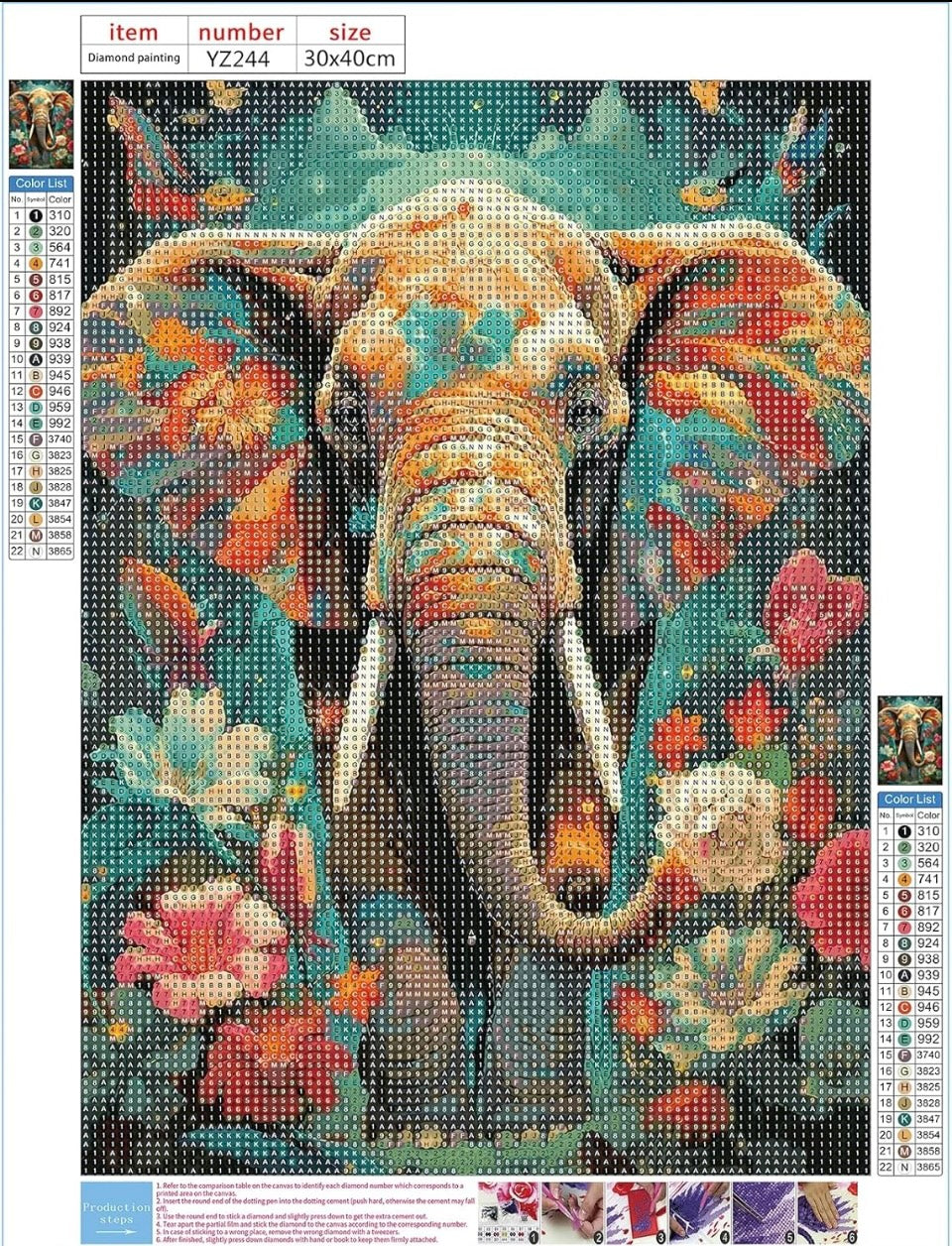 DPHERO 5D Elephant Diamond Painting Kits for Adults