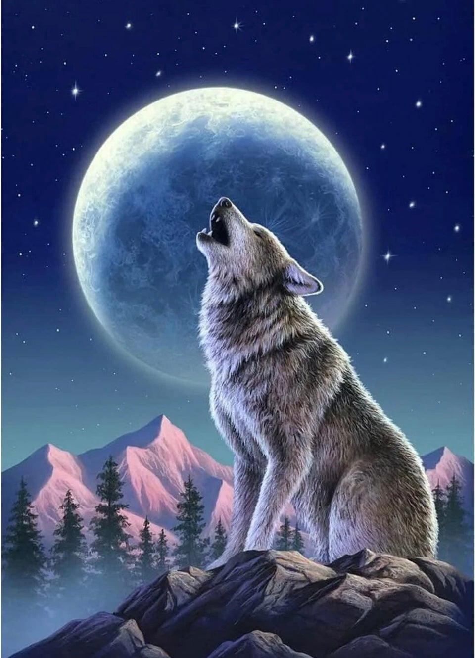 Wolf Diamond Painting Kits for Adults Beginners, 5D DIY