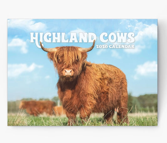 2026 Highland Cow Calendar Wall Monthly Planner Family Home Organiser