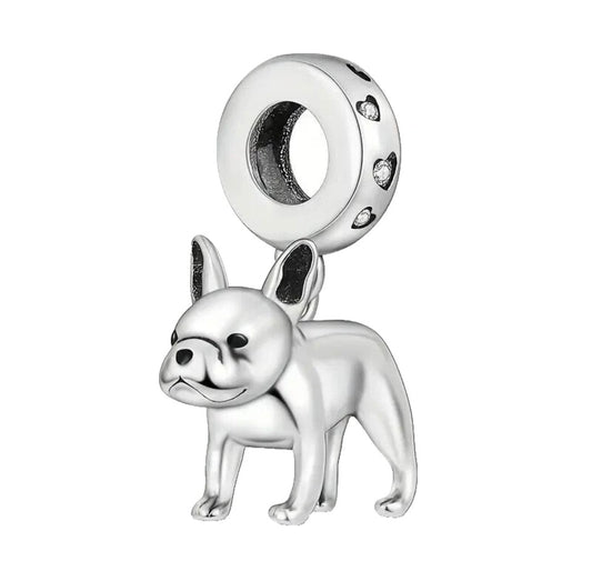 French Bulldog Dangle Charm For European Bracelets S925 Sterling Silver