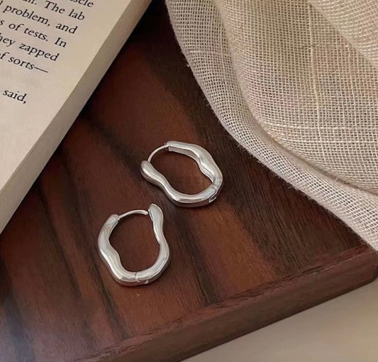 Trendy Women Irregular Sterling Silver Plated Huggie Hoop Earrings