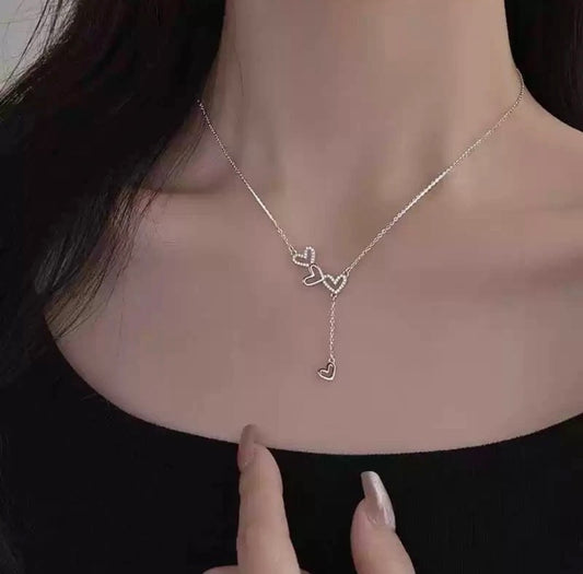 925 Sterling Silver Heart Linked Choker Necklace
