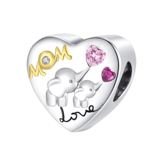 Silver Elephant Mum Sterling Silver S925 Bracelet Charm