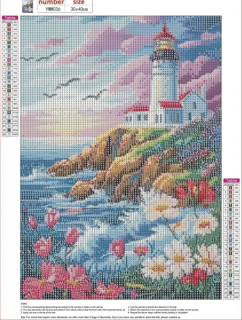 5D Diamond Painting Kits for Adults, Lighthouse Garden Diamond full drill